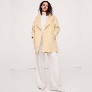 Banana Republic Butter Yellow Double-faced Wool-blend Peacoat